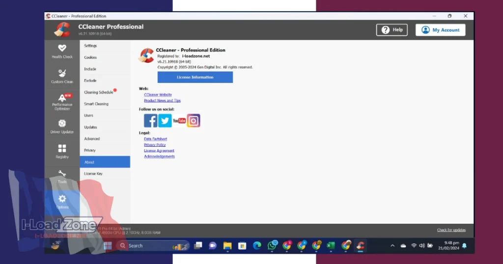 In this image you can check the activation status of CCleaner Pro